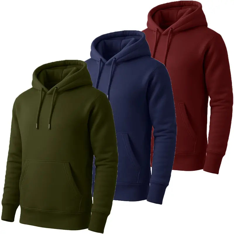 Top Pick for Mature Men | Men’s Solid Hoodie 3-Pack, Fall Essential for Daily Casual