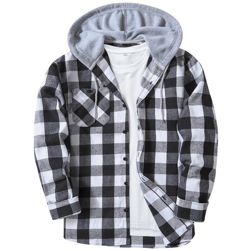 Men’s Plus-Size Flannel Hooded Shirt, Button Front, Drawstring Hood, Pockets, Ultra-Soft Fabric