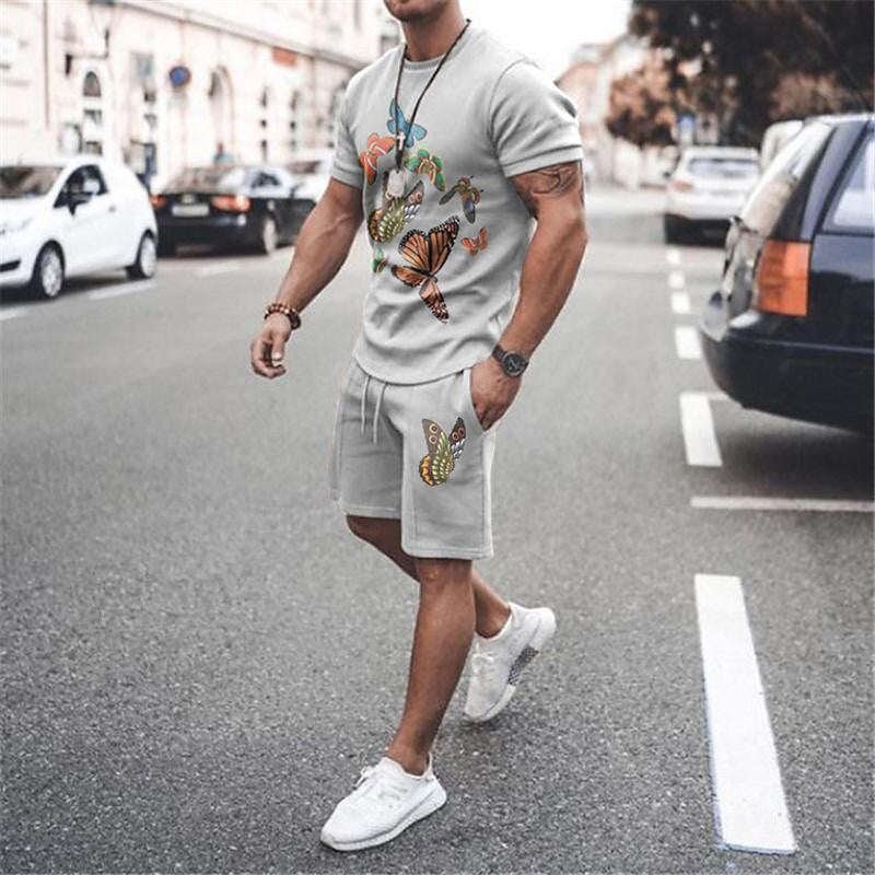 Men's Casual Short-sleeved Shorts Two-piece Suit