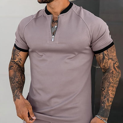 Men's Baseball Collar Half Zip Short Sleeve Tracksuit