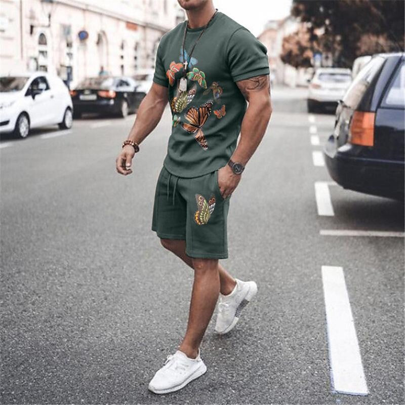 Men's Casual Short-sleeved Shorts Two-piece Suit