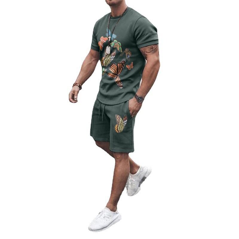 Men's Casual Short-sleeved Shorts Two-piece Suit