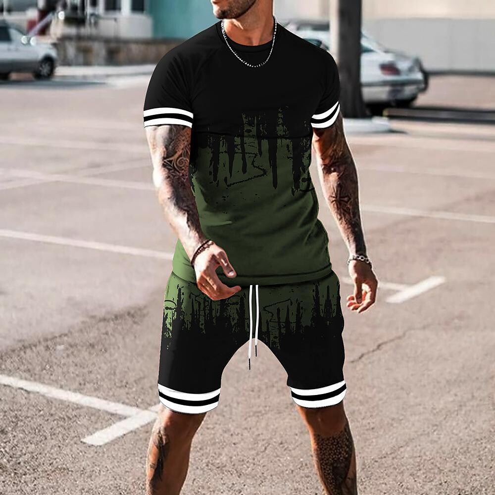 Men's 3D Printed Short Sleeve Tracksuit