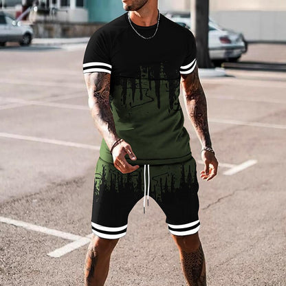 Men's 3D Printed Short Sleeve Tracksuit