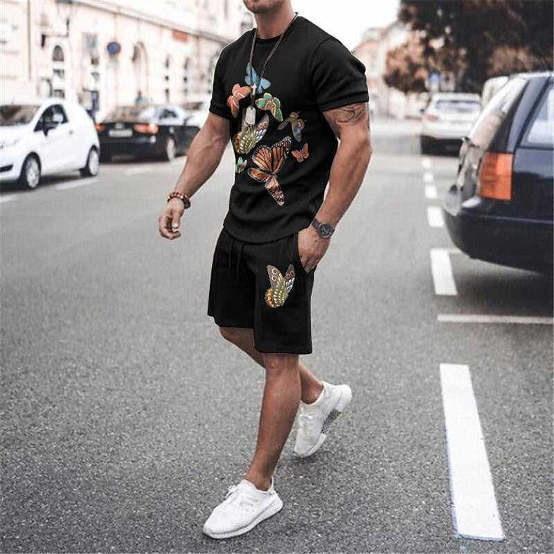 Men's Casual Short-sleeved Shorts Two-piece Suit