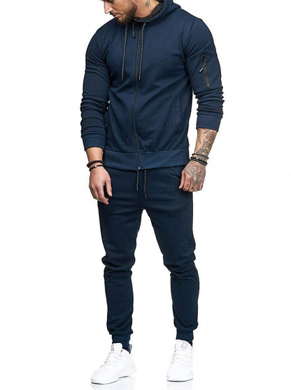 Zipper Detail Drawstring Hoodie & Sweatpants