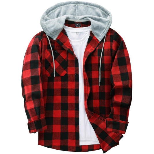 Men’s Plus-Size Flannel Hooded Shirt, Button Front, Drawstring Hood, Pockets, Ultra-Soft Fabric