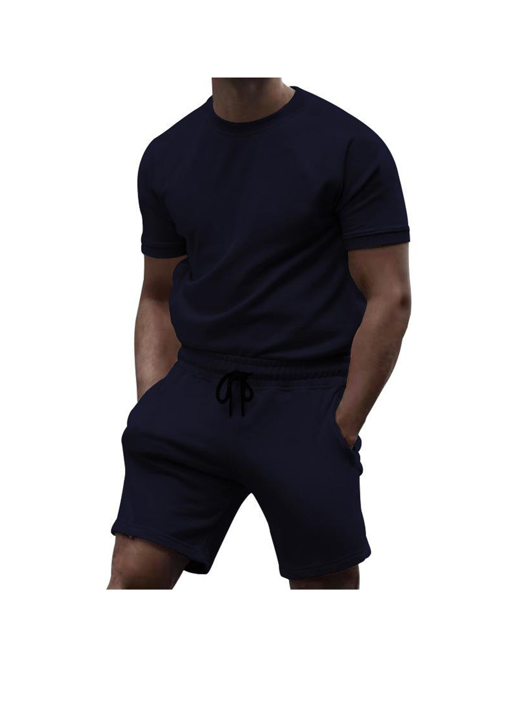 Richard Solid Color Short Sleeve Shorts Two-Piece Set