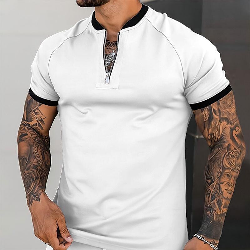 Men's Baseball Collar Half Zip Short Sleeve Tracksuit