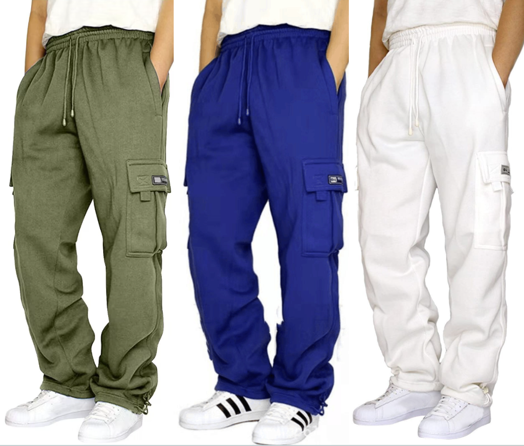 3 Pack Men's Fleece Lined Cargo Jogger Sweatpants