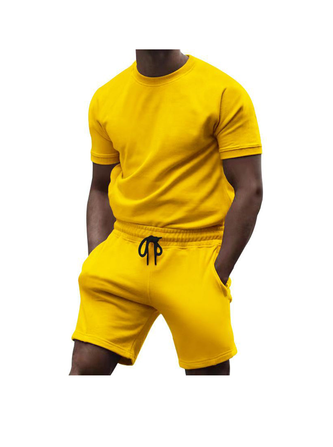 Richard Solid Color Short Sleeve Shorts Two-Piece Set