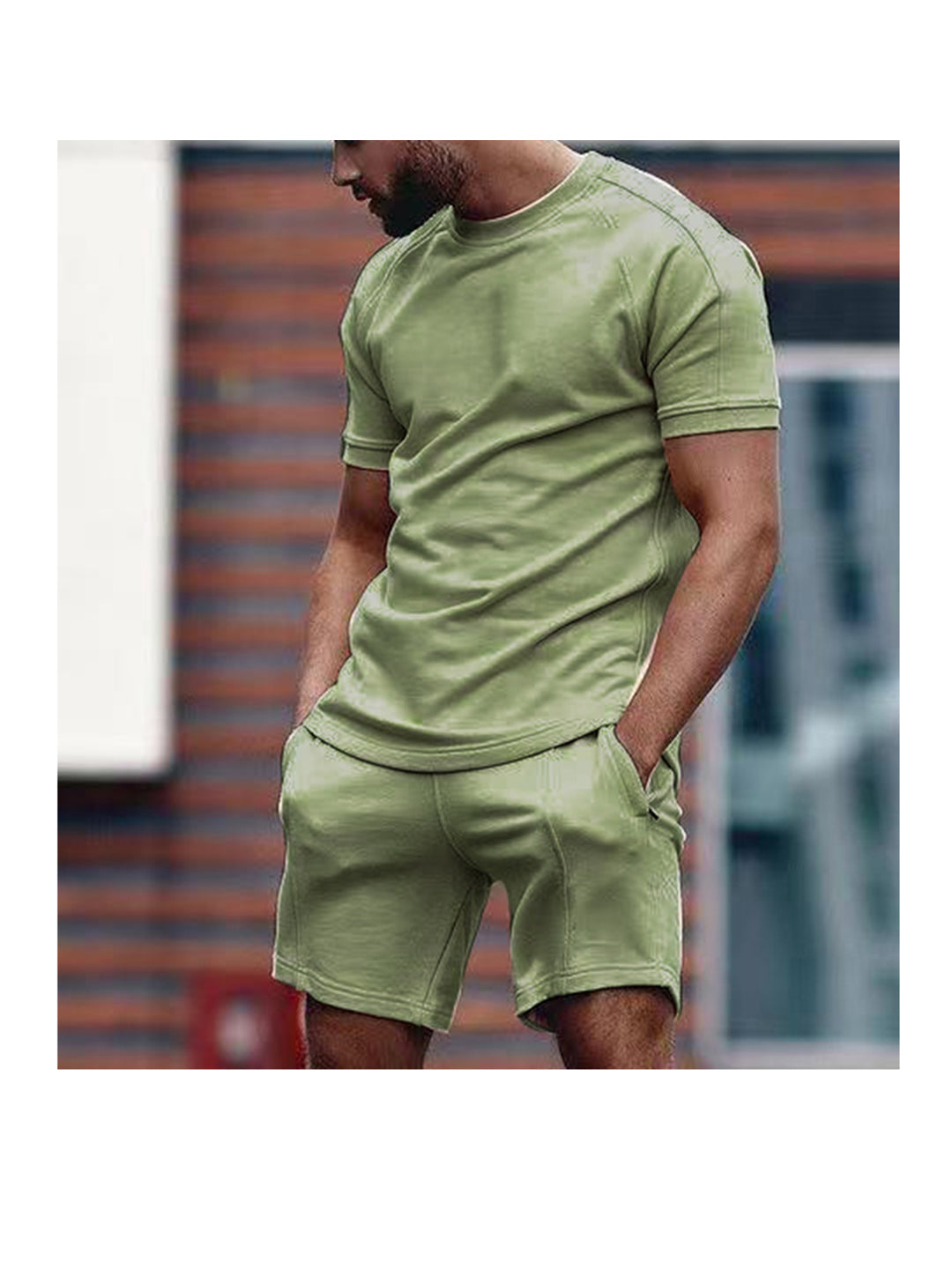 Ruben Solid Color Short Sleeve Shorts Two-Piece Set