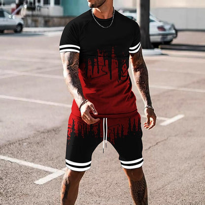 Men's 3D Printed Short Sleeve Tracksuit