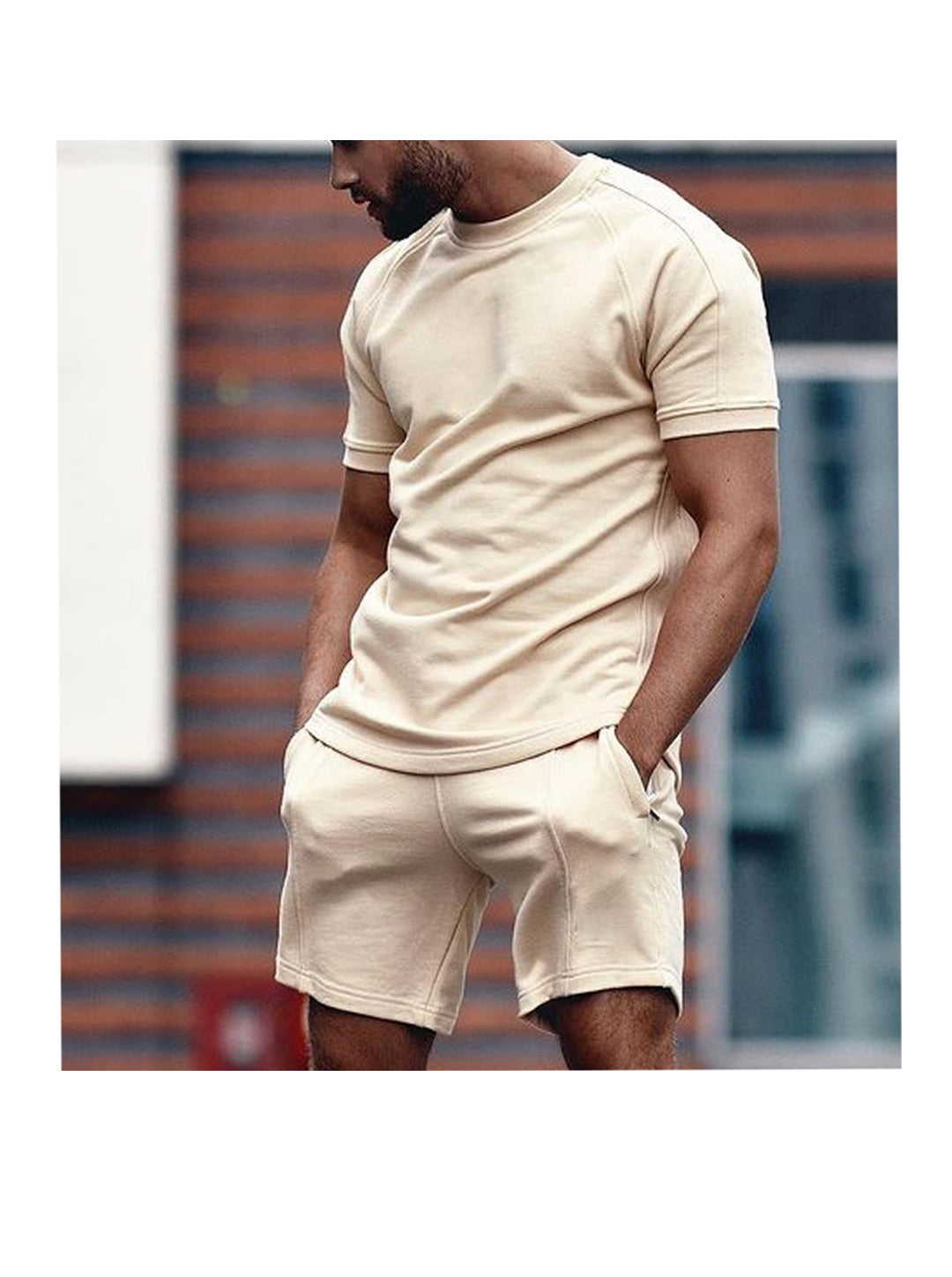Ruben Solid Color Short Sleeve Shorts Two-Piece Set