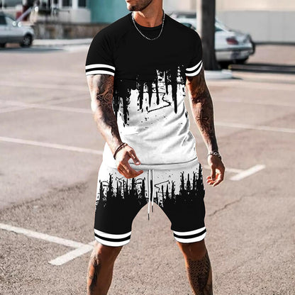 Men's 3D Printed Short Sleeve Tracksuit