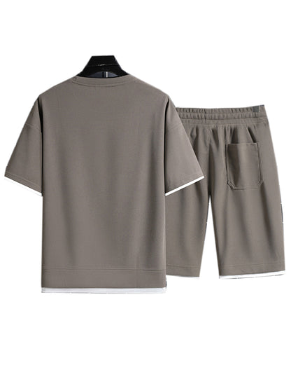 Rountree Solid Color Waffle Fabric Summer Suit