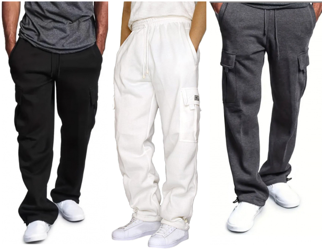 3 Pack Men's Fleece Lined Cargo Jogger Sweatpants