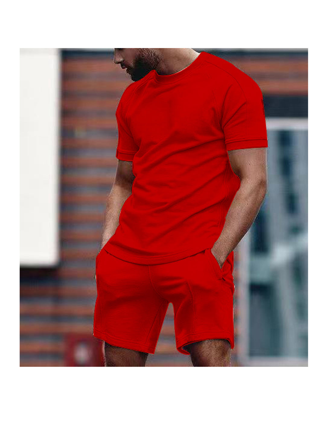 Ruben Solid Color Short Sleeve Shorts Two-Piece Set