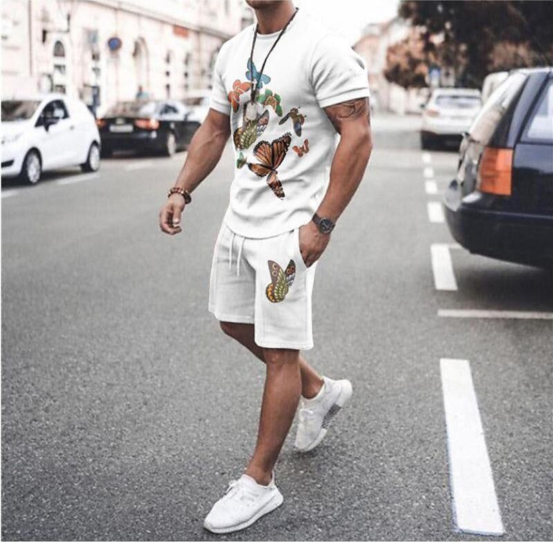 Men's Casual Short-sleeved Shorts Two-piece Suit