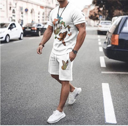 Men's Casual Short-sleeved Shorts Two-piece Suit