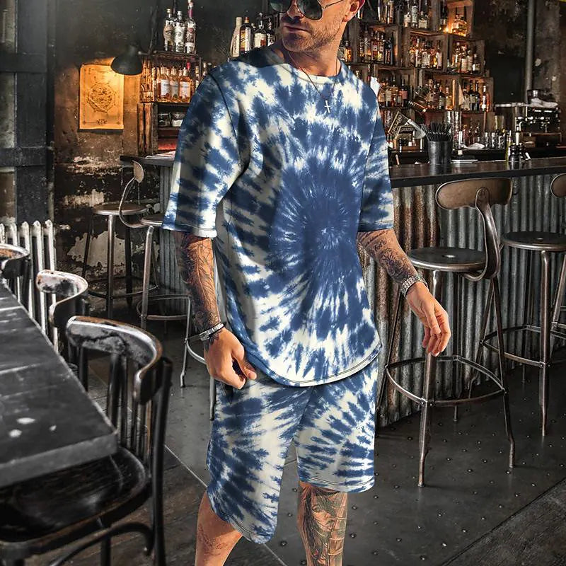 Men's 3D Colorful Creative Print Short Sleeve Two-piece Set