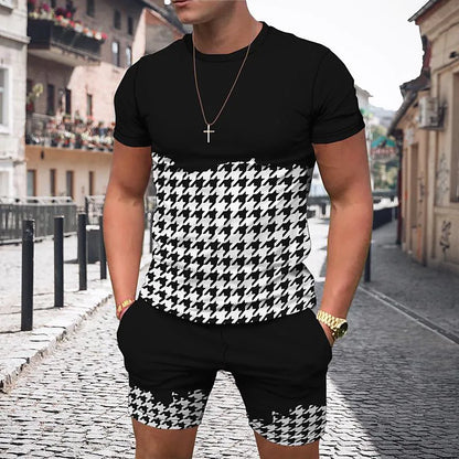 Men's 3D Colorful Creative Print Short Sleeve Two-piece Set