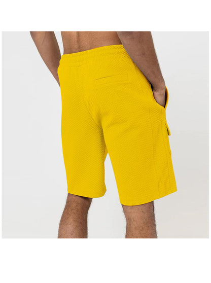 Textured Fabric Multi-pocket Shorts Design Round Neck Two Piece Set
