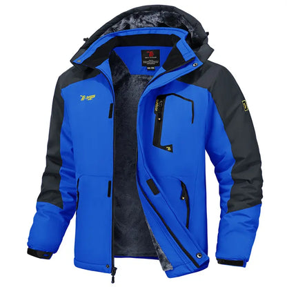 Men's Hooded Ski Suit, 360° Waterproof with Warm Fleece Lining, Winter Outdoor Wear for Skiing & Hiking