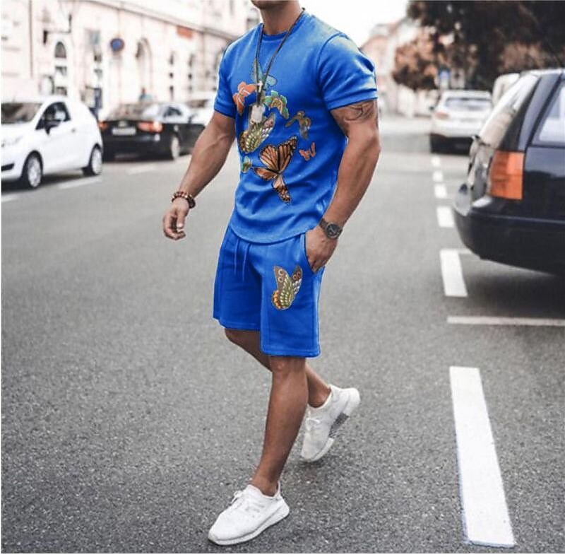 Men's Casual Short-sleeved Shorts Two-piece Suit