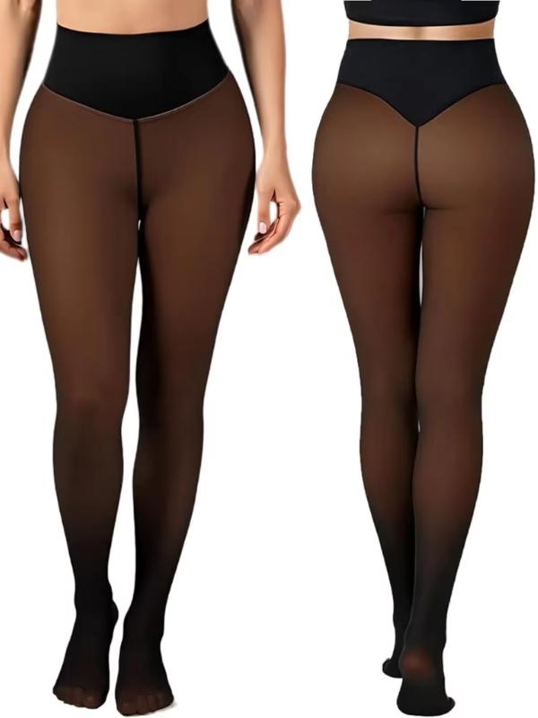 CloveWarm Women's Cotton-Fleece Shaping Tights, Winter Warm Opaque Slimming Pantyhose, Non-Bulky