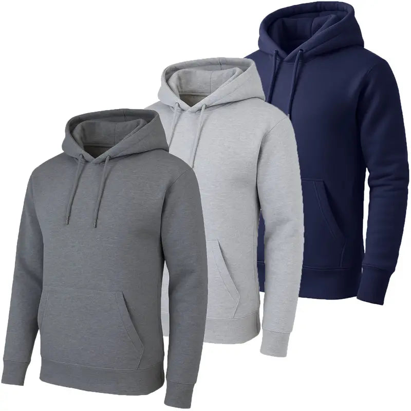 Top Pick for Mature Men | Men’s Solid Hoodie 3-Pack, Fall Essential for Daily Casual