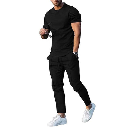Men's Crew Neck Short-sleeved Trousers Two-piece Set