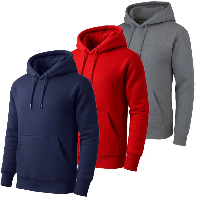 Top Pick for Mature Men | Men’s Solid Hoodie 3-Pack, Fall Essential for Daily Casual