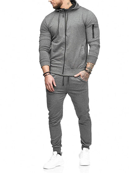 Zipper Detail Drawstring Hoodie & Sweatpants