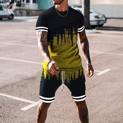 Men's 3D Printed Short Sleeve Tracksuit