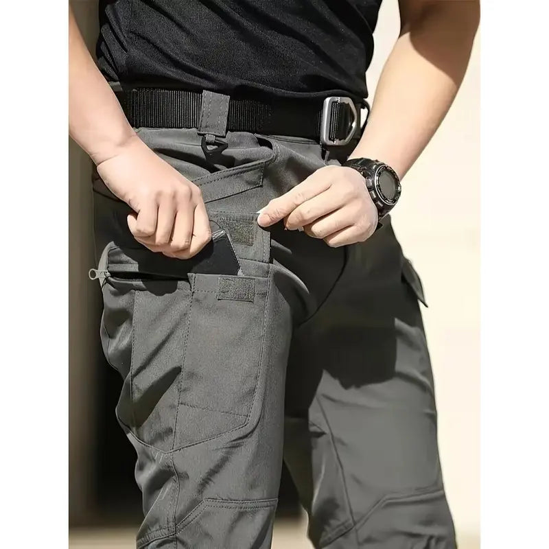 Men’s Fleece-Lined Tactical Work Pants, Windproof Warm, Multi-Pocket for Fall & Winter