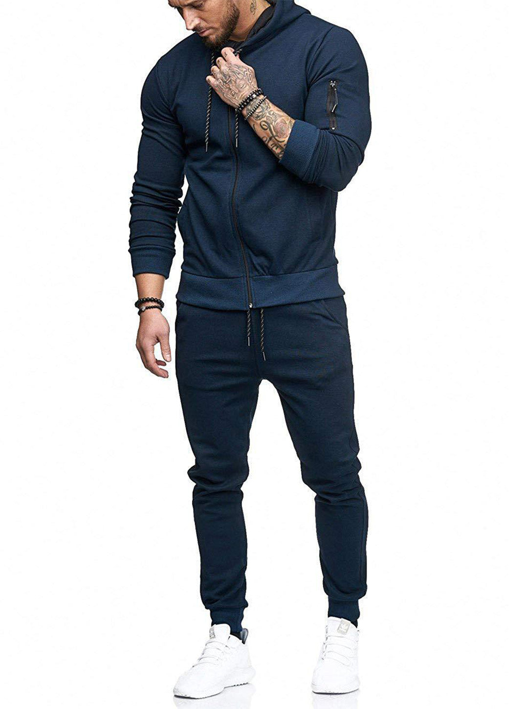 Zipper Detail Drawstring Hoodie & Sweatpants