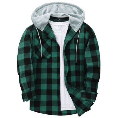 Men’s Plus-Size Flannel Hooded Shirt, Button Front, Drawstring Hood, Pockets, Ultra-Soft Fabric