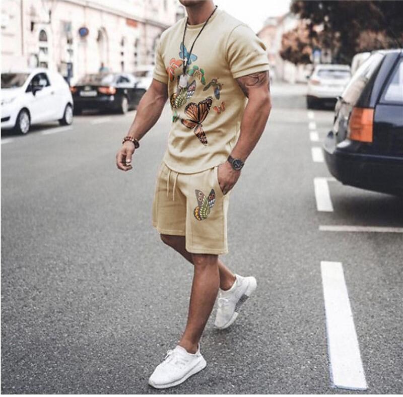 Men's Casual Short-sleeved Shorts Two-piece Suit