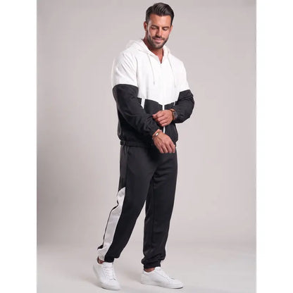 Men's 2-Piece Color Block Hooded Tracksuit Set for Daily Wear, Walks & Light Outdoor Activities
