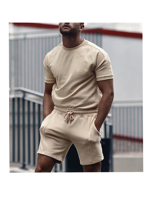 Ruben Solid Color Short Sleeve Shorts Two-Piece Set