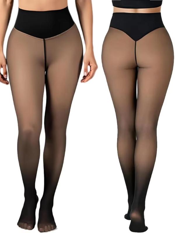 CloveWarm Women's Cotton-Fleece Shaping Tights, Winter Warm Opaque Slimming Pantyhose, Non-Bulky