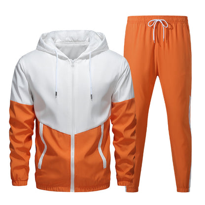 Men's 2-Piece Color Block Hooded Tracksuit Set for Daily Wear, Walks & Light Outdoor Activities