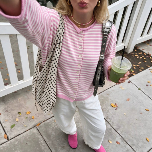 Women's Striped Knit Cardigan | Perfect for Fall & Winter