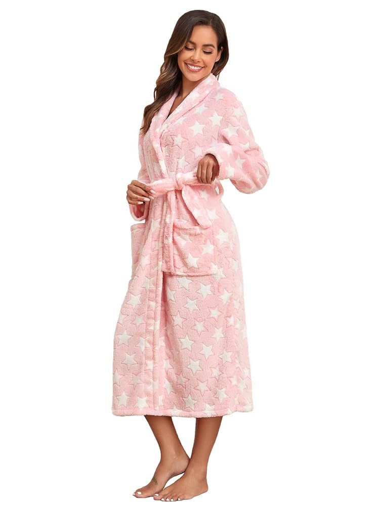 Soft Flannel Solid Long Bathrobe, Perfect Couple Loungewear