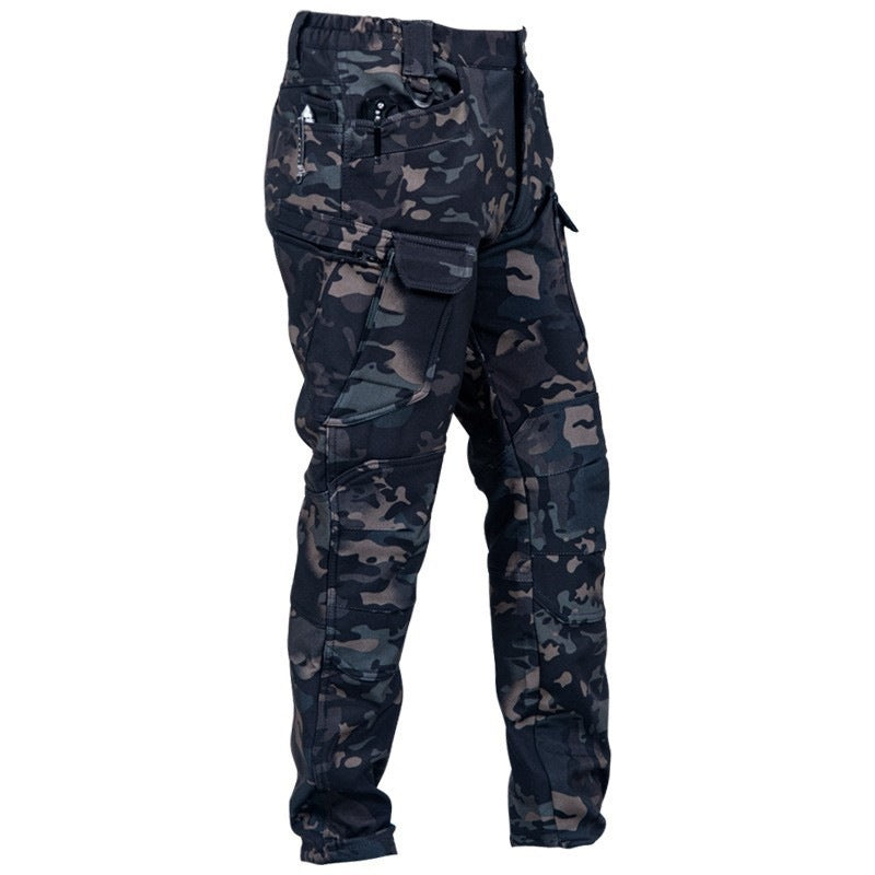 Men’s Fleece-Lined Tactical Work Pants, Windproof Warm, Multi-Pocket for Fall & Winter