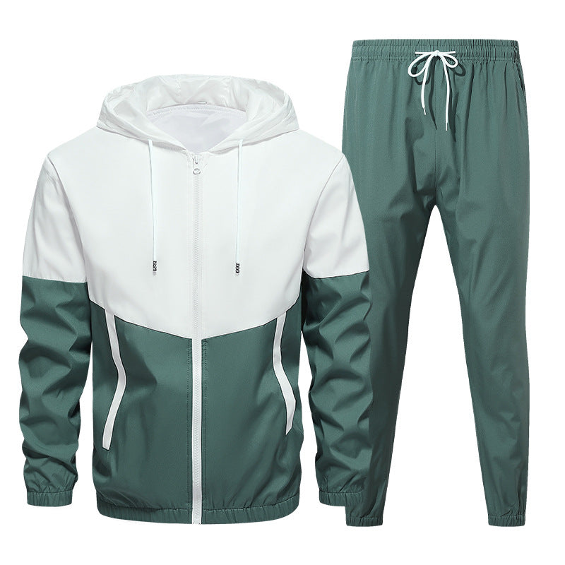 Men's 2-Piece Color Block Hooded Tracksuit Set for Daily Wear, Walks & Light Outdoor Activities