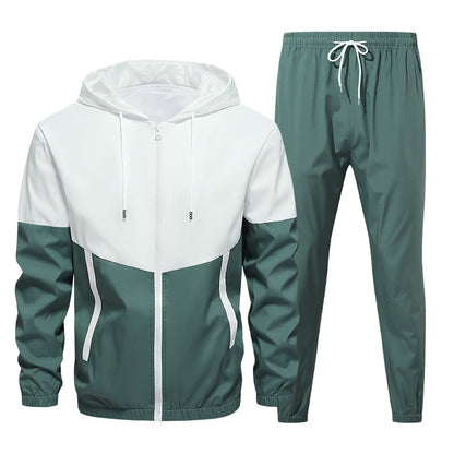 Men's 2-Piece Color Block Hooded Tracksuit Set for Daily Wear, Walks & Light Outdoor Activities