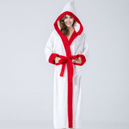 Soft Flannel Solid Long Bathrobe, Perfect Couple Loungewear