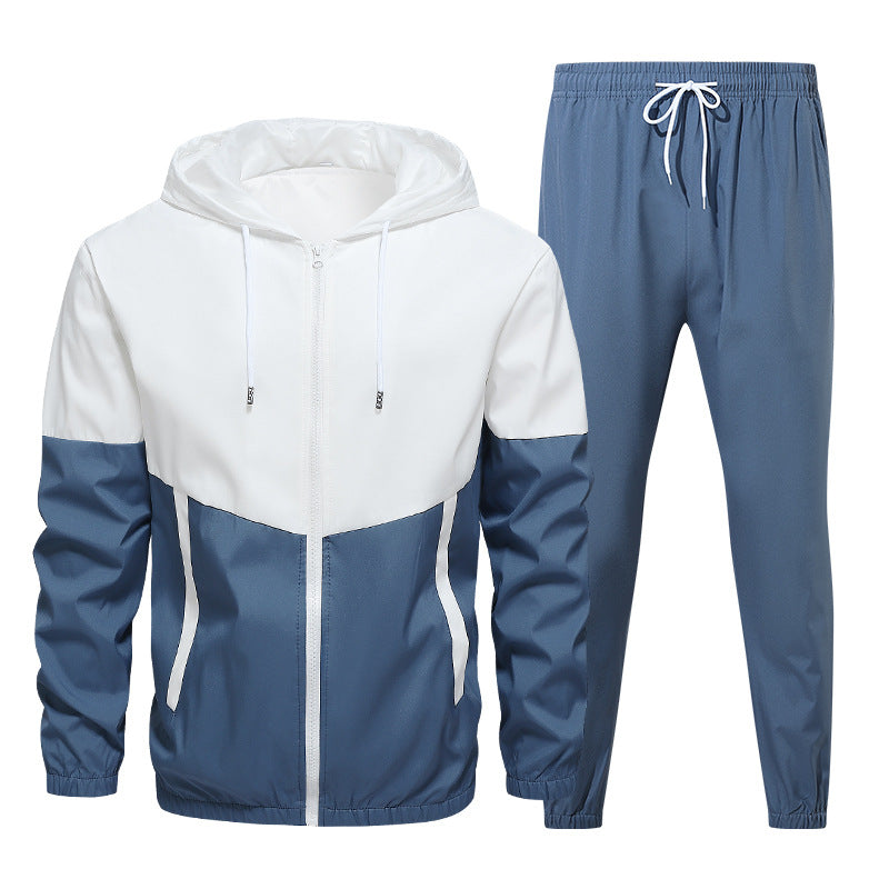 Men's 2-Piece Color Block Hooded Tracksuit Set for Daily Wear, Walks & Light Outdoor Activities